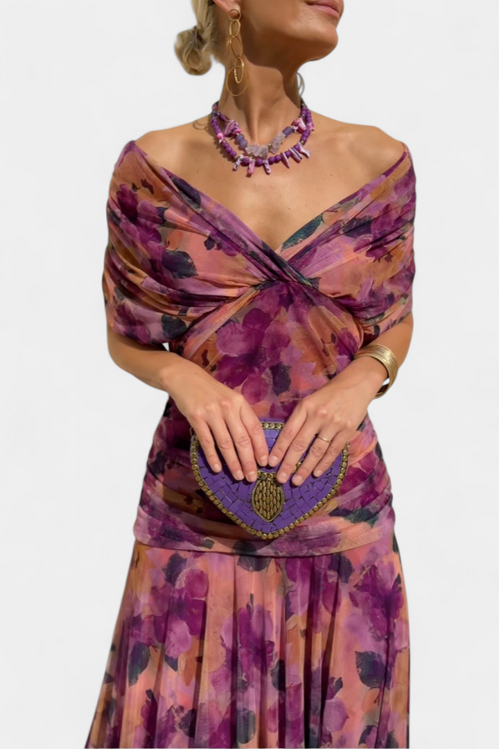 Chic floral long sleeve dress for women, perfect for an elegant party look.