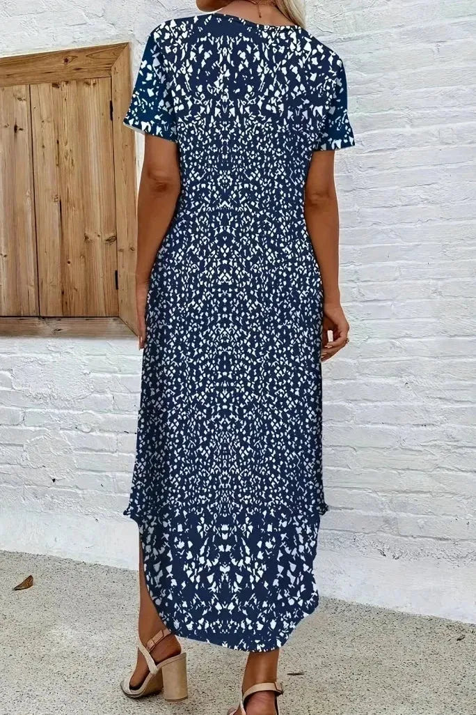 Women's elegant floral maxi dress with vibrant print. A versatile long summer dress for women.
