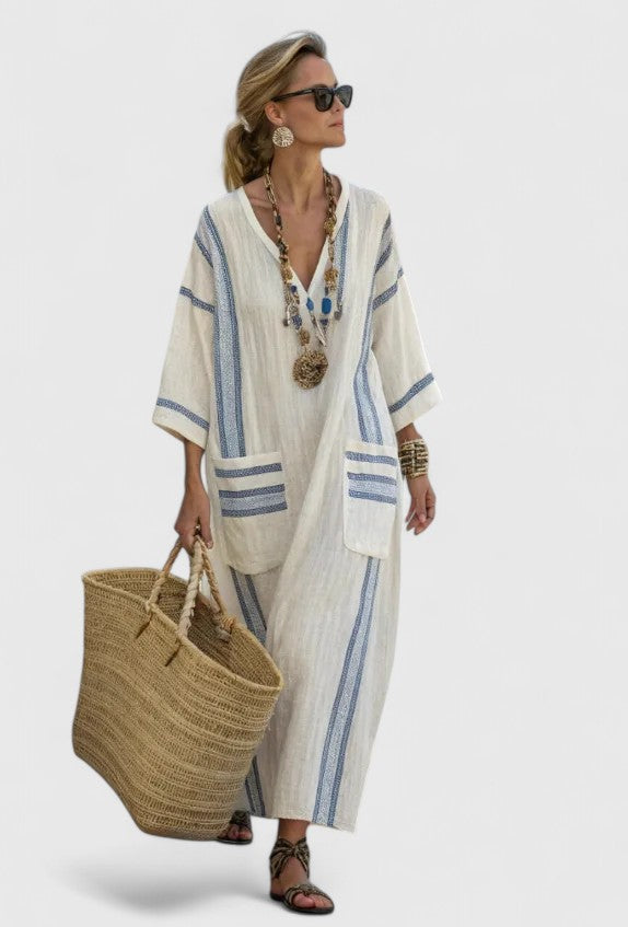 Timeless women's elegant flowy maxi dress, offering effortless style and comfort for spring & summer fashion.