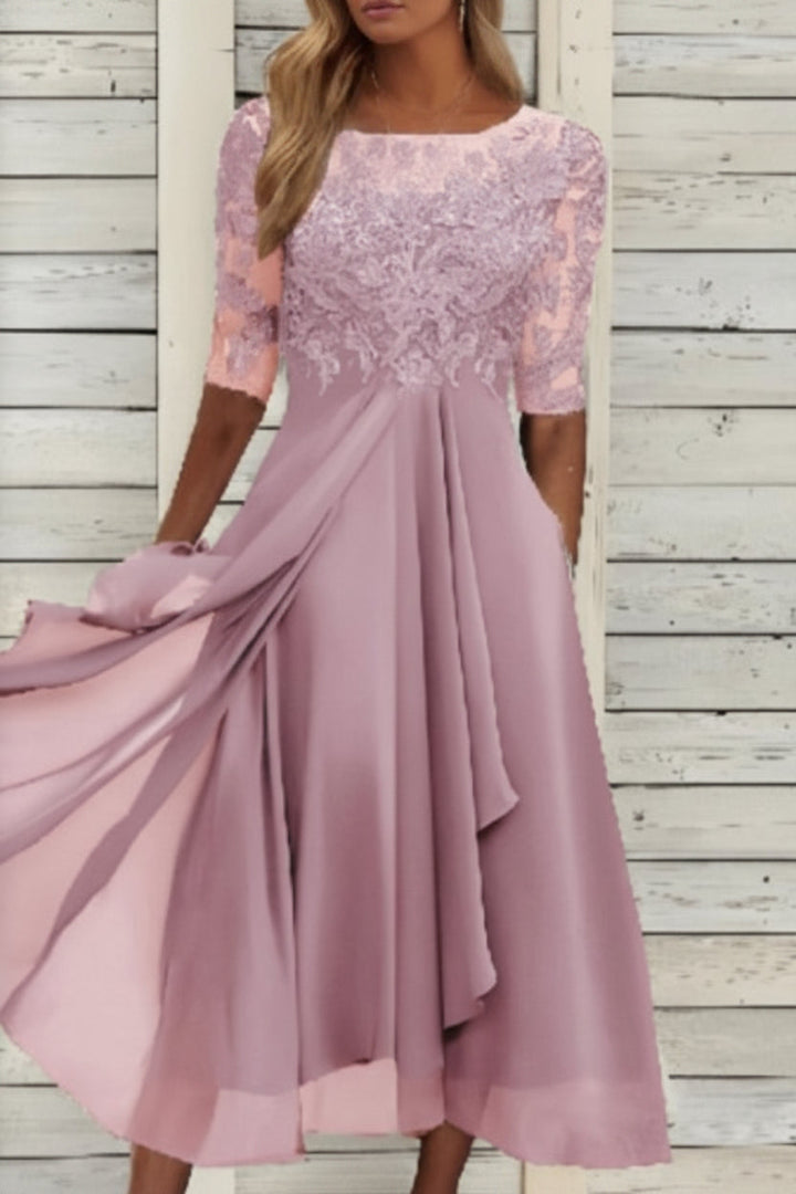 Fashionable women's half-sleeve formal dress. An elegant choice for evening parties, galas, and special occasions.