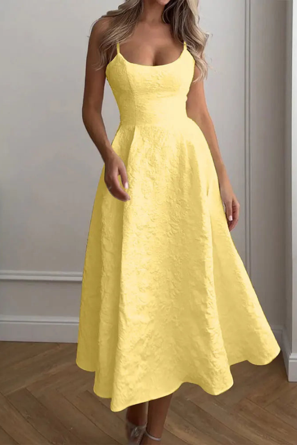 Beautiful women's halter neck maxi dress with keyhole. Flowing A-line for elegant summer and party events.