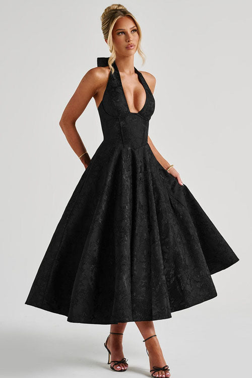 Stunning formal halterneck maxi dress for women's special occasions.