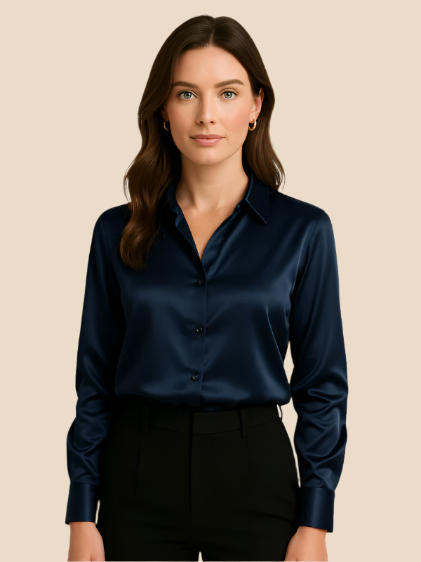 Women's elegant full sleeve button blouse, a sophisticated choice for any setting.