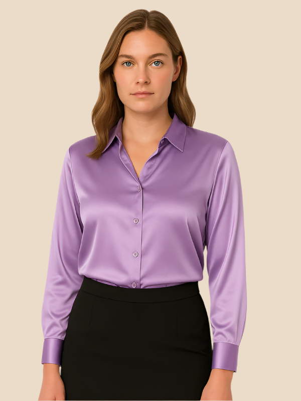 Women's long sleeve button-down blouse, ideal for creating a smart and elegant outfit.