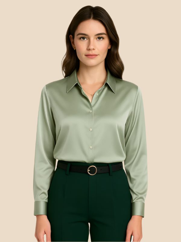 Casual chic women's long sleeve button blouse, perfect for versatile styling.