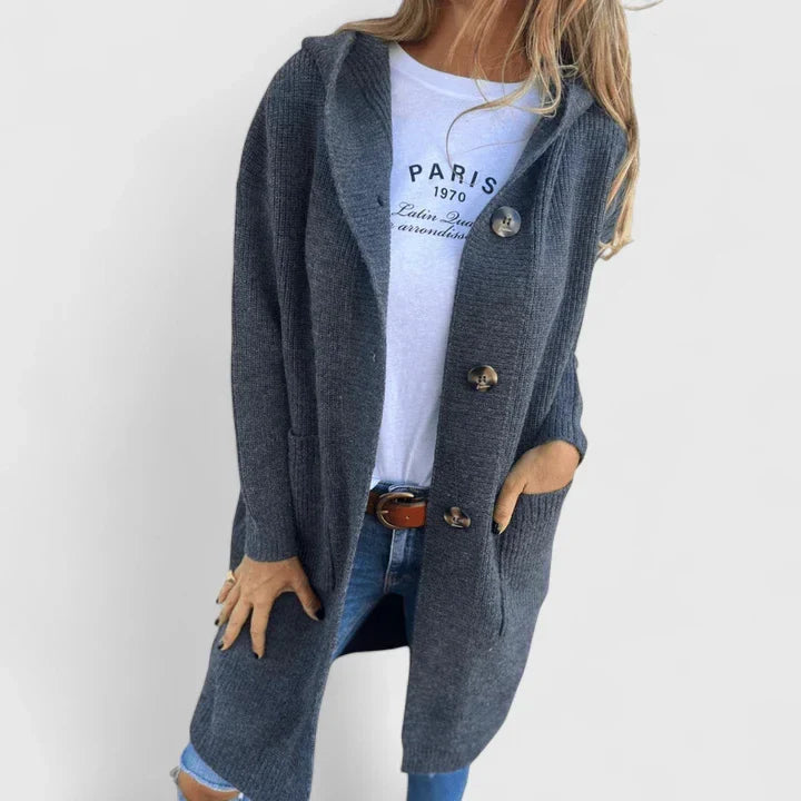 Stylish women's long sleeve cardigan. Chic, comfortable & versatile, this elegant layer is perfect for spring fashion.