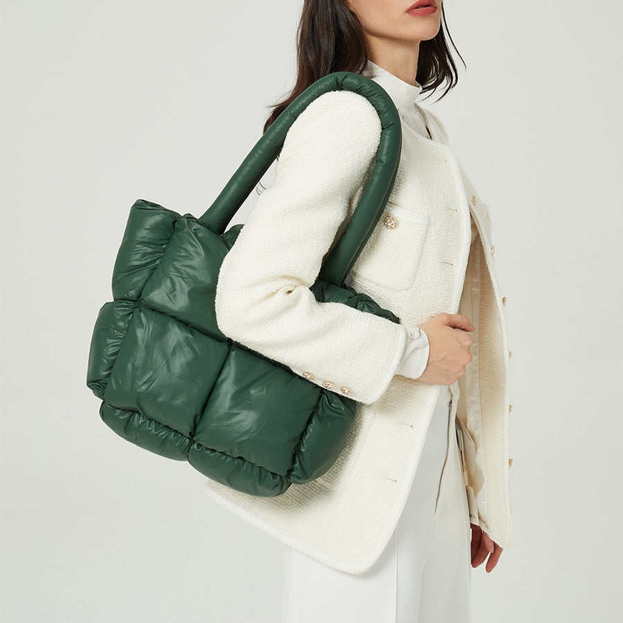 Versatile women's elegant nylon shoulder bag, also functions as a stylish crossbody handbag for daily luxury.