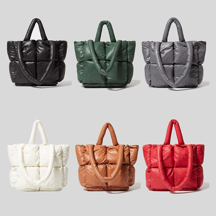 Luxury women's shoulder bag with elegant design. High-quality nylon handbag, great for a sophisticated everyday look.