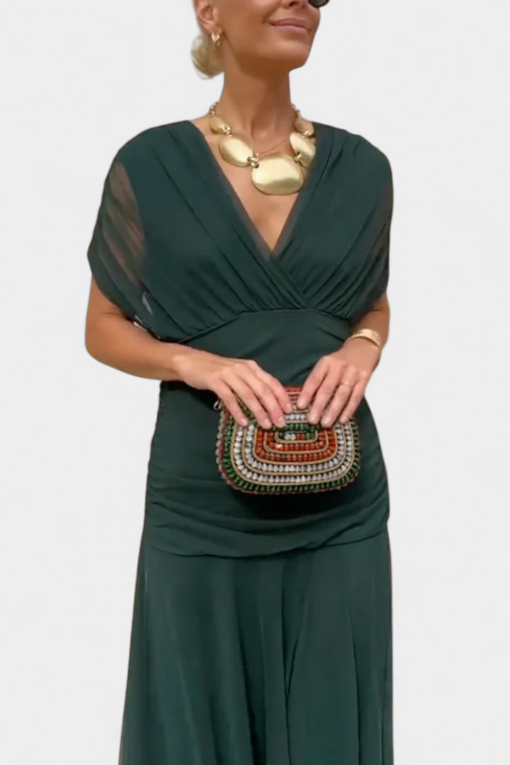 Classy women's off-shoulder maxi dress, perfect as a formal party dress for elegant special events.