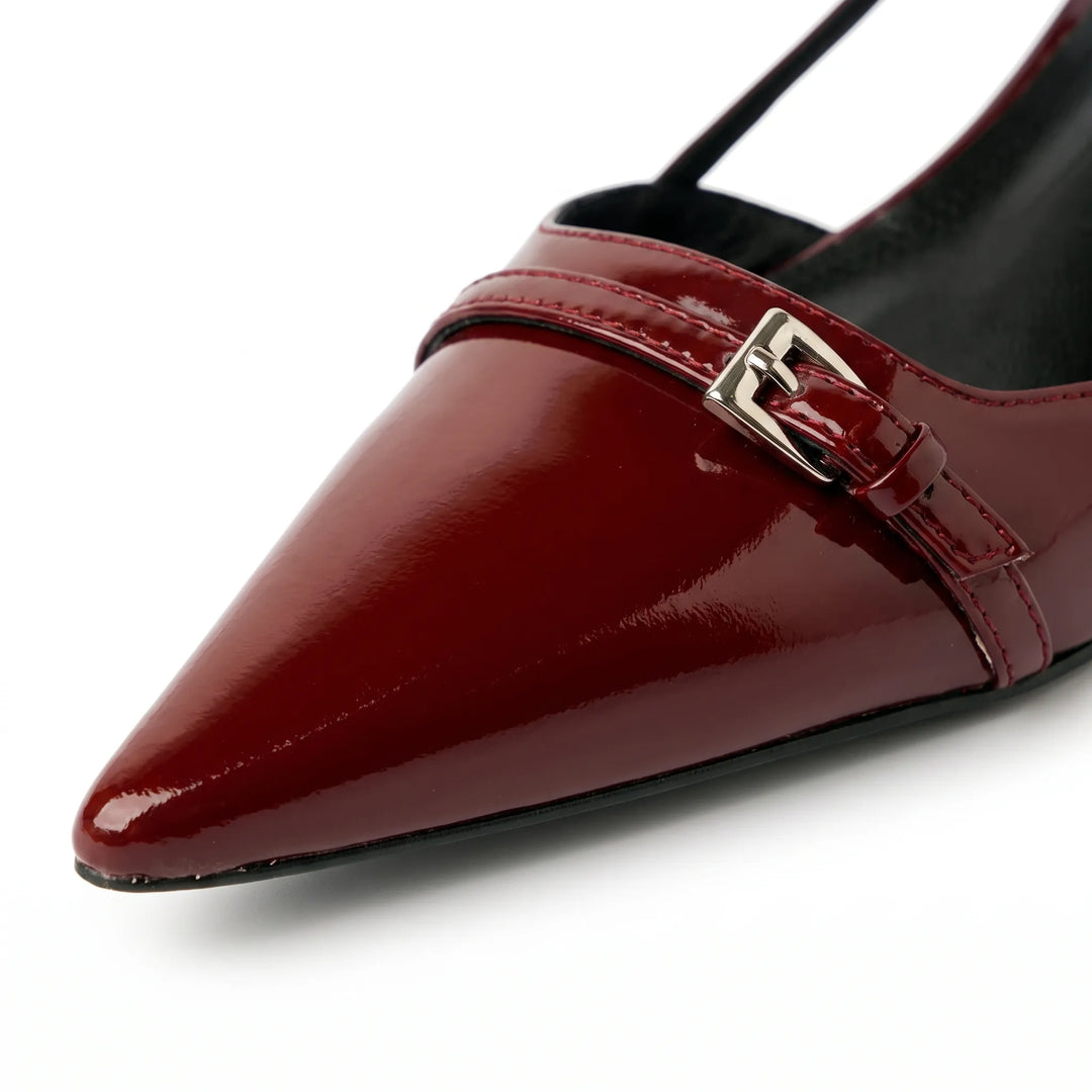 Stylish women's pointed toe slingback heels, ideal for summer, office, or evening, with an elegant kitten heel.