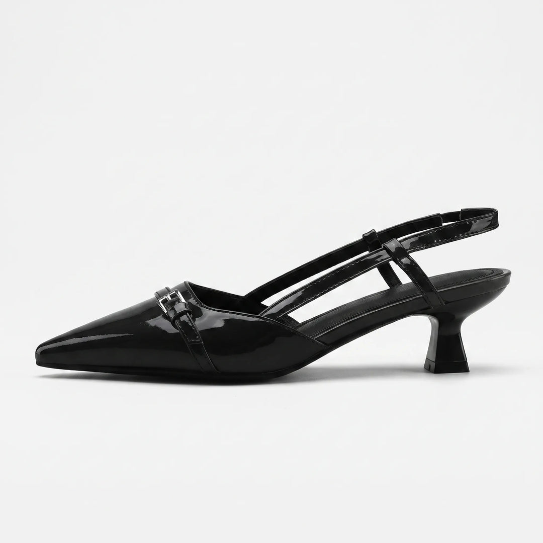 Modern women's pointed toe slingback heels for a chic style, suitable as elegant dress or professional office shoes.