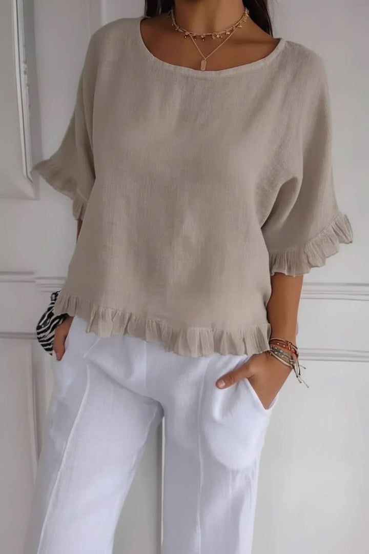 Versatile women's elegant ruffle top, suitable for both office wear & casual outfits.