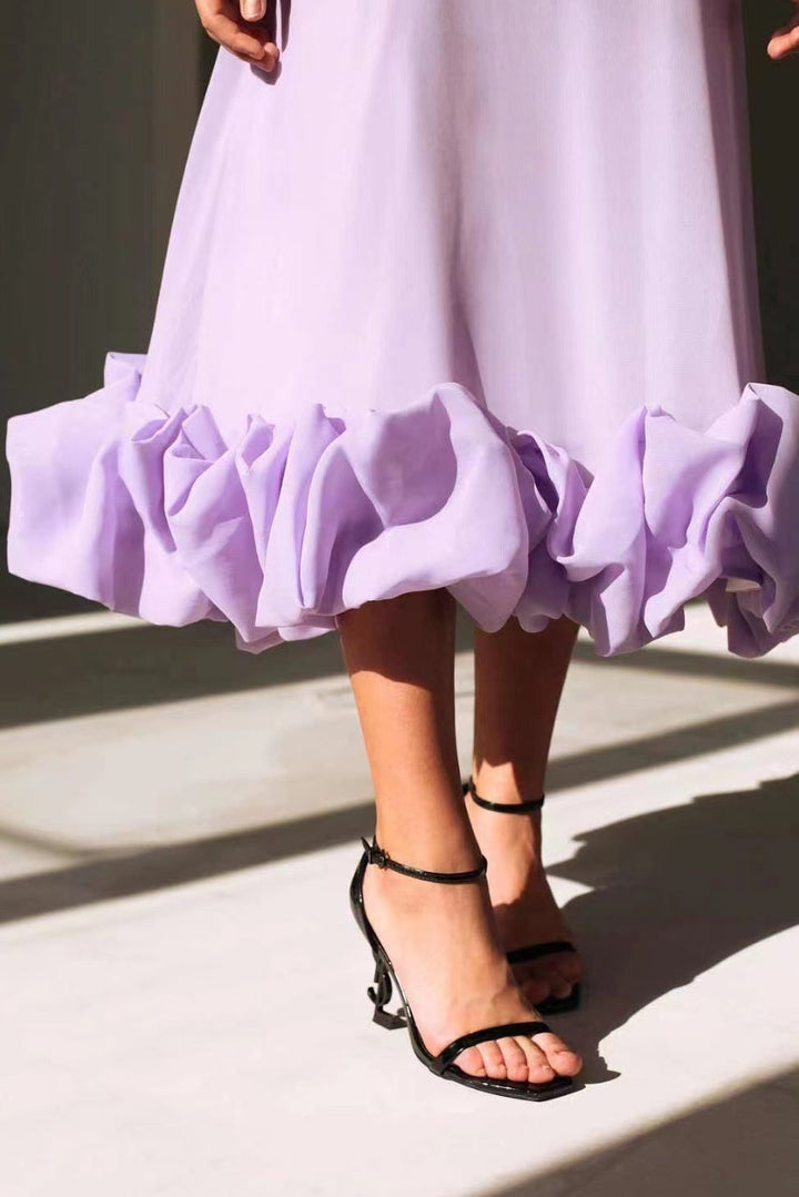 Pretty women's ruffle hem maxi dress, a perfect choice for any formal party or wedding guest.