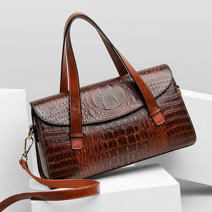 Elegant women's shoulder bag with stylish crocodile embossing, perfect for daily fashion.