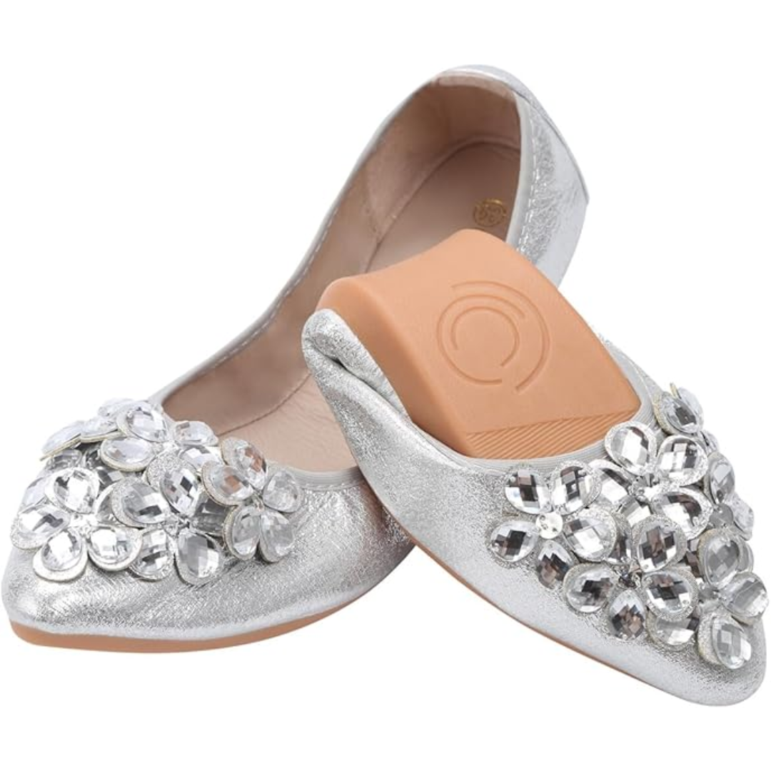 Glamorous women's sparkling rhinestone slip-on flats, combining luxury with everyday comfort.