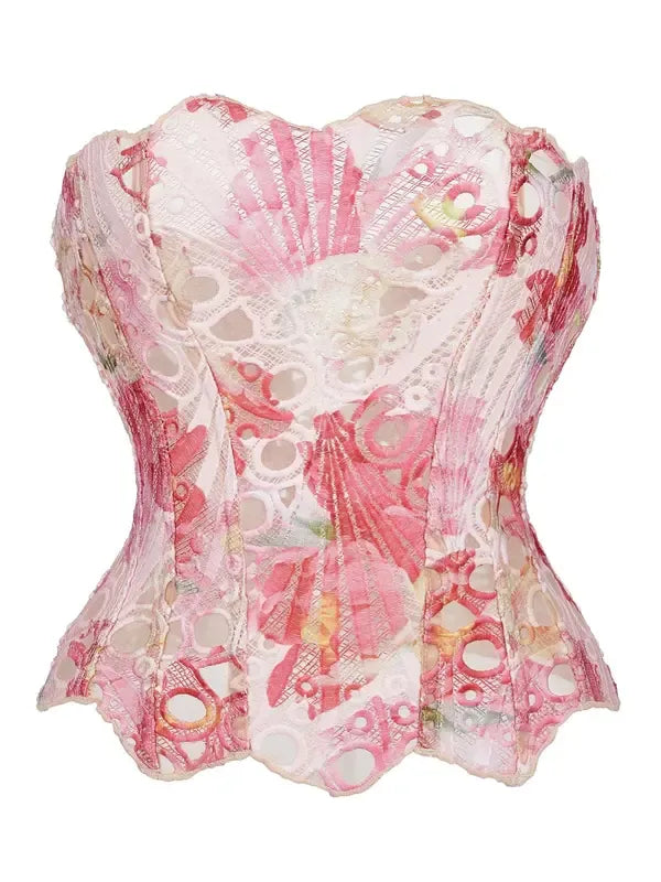 Elegant women's strapless corset top with sculpted fit, perfect for evening wear or parties.