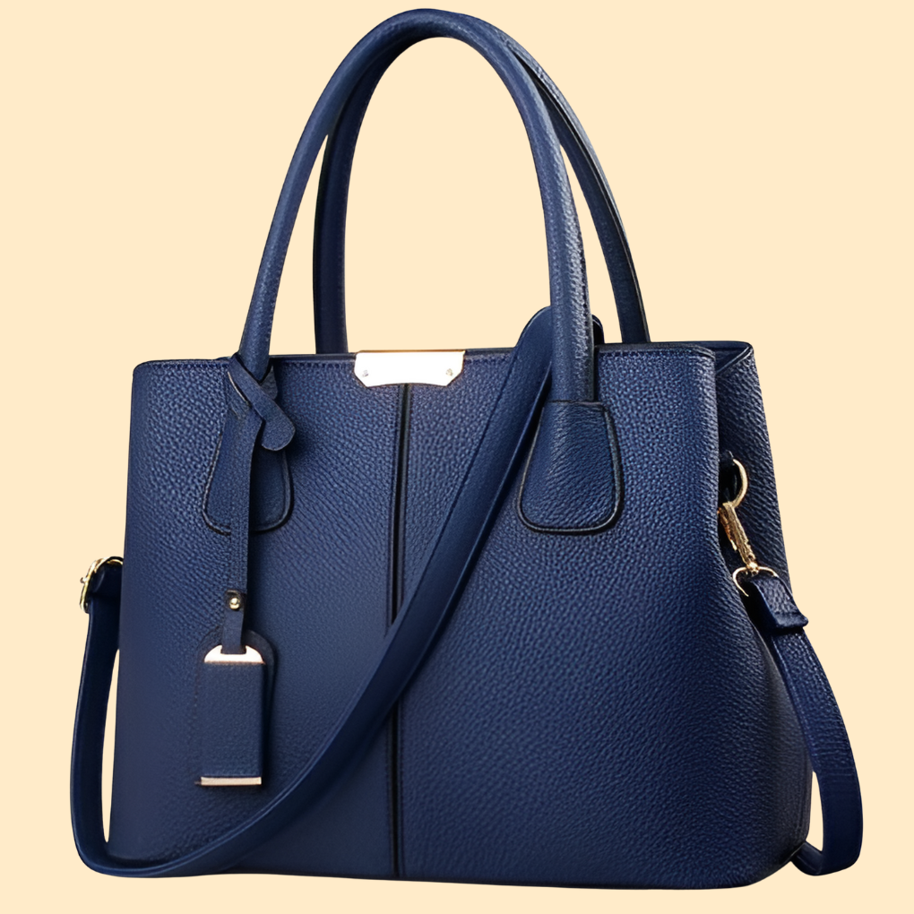 Chic women's satchel handbag with top handles & shoulder strap. Structured for elegant, versatile style.