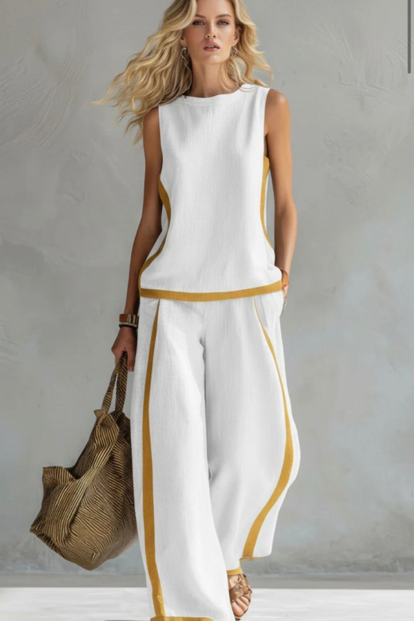 Versatile women's elegant two-piece set, ideal for summer fashion and day-to-night sophisticated style.