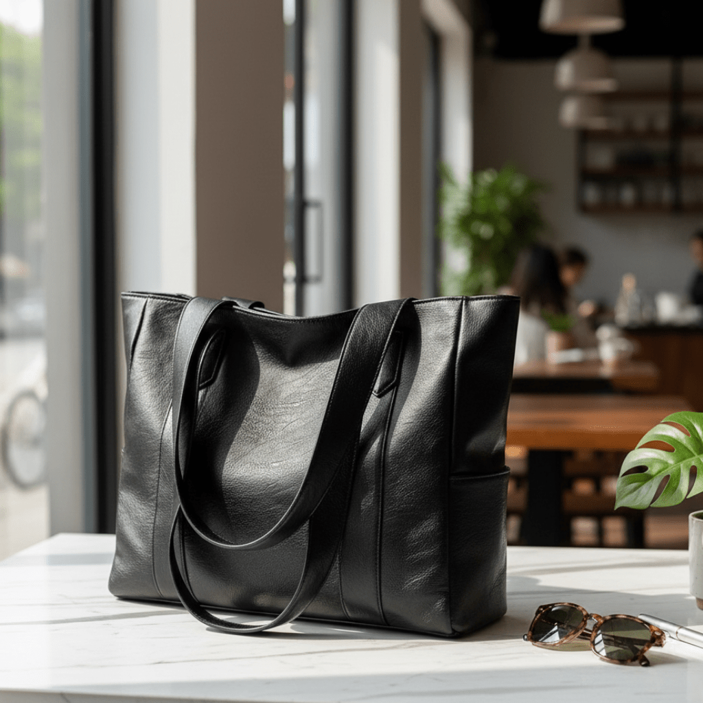 Elegant women's vintage style tote bag, spacious for daily use. Classic retro chic fashion accessory & work bag.