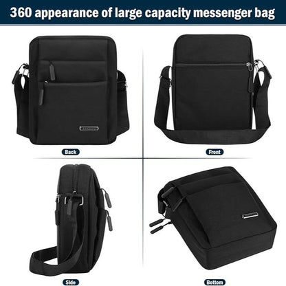 "Elegante borsa a tracolla uomo impermeabile, design antifurto e moderno, disponibile in blu, grigio, nero."