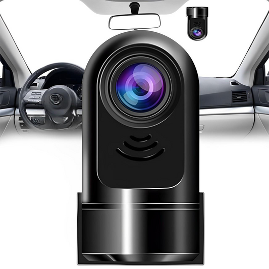 "Elegante dashcam auto con ADAS e controllo vocale, design compatto per monitoraggio di guida e parcheggio, nero lucido."