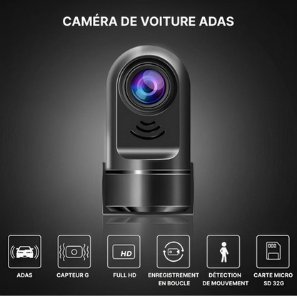 "Elegante dashcam auto con ADAS e controllo vocale, design compatto per monitoraggio di guida e parcheggio, nero lucido."