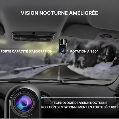 "Elegante dashcam auto con ADAS e controllo vocale, design compatto per monitoraggio di guida e parcheggio, nero lucido."