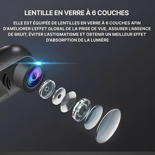"Elegante dashcam auto con ADAS e controllo vocale, design compatto per monitoraggio di guida e parcheggio, nero lucido."