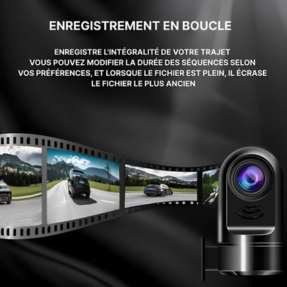 "Elegante dashcam auto con ADAS e controllo vocale, design compatto per monitoraggio di guida e parcheggio, nero lucido."