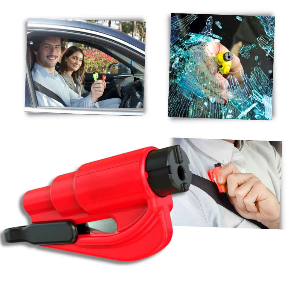 Emergency car breaker tool & seatbelt cutter, essential for vehicle safety during roadside emergencies & escapes.