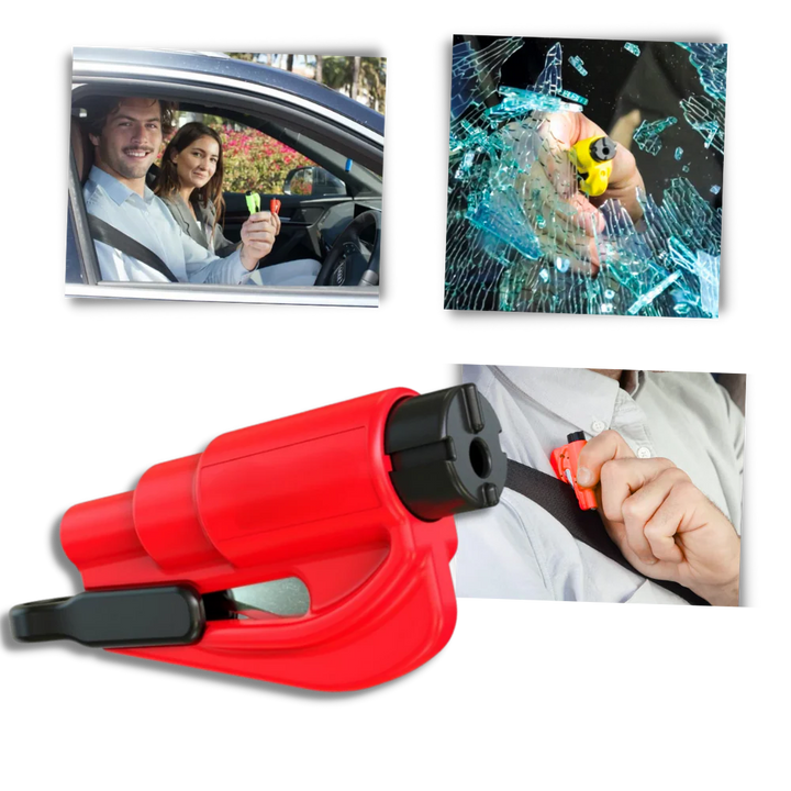 Emergency car breaker tool & seatbelt cutter, essential for vehicle safety during roadside emergencies & escapes.