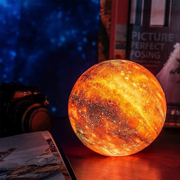 Color changing LED Moon Lamp, a celestial night light creating beautiful ambiance in any bedroom.