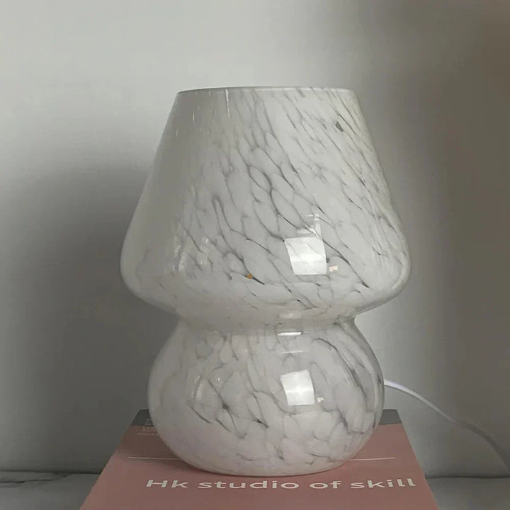 Decorative glass mushroom lamp, a unique design piece for modern home decor.