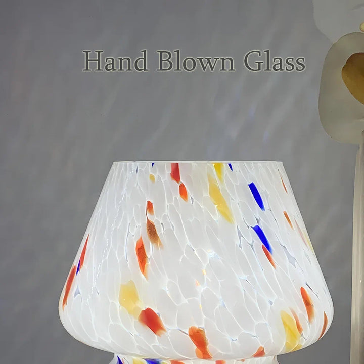 Modern glass mushroom desk lamp, perfect for adding unique flair to home decor.