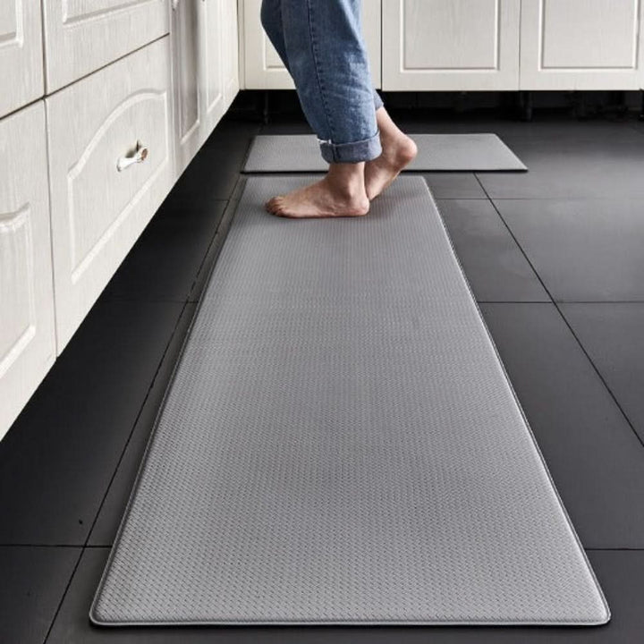 Comfort kitchen mat for standing at sinks or counters. Anti-fatigue design reduces back & foot pain. Non-slip.