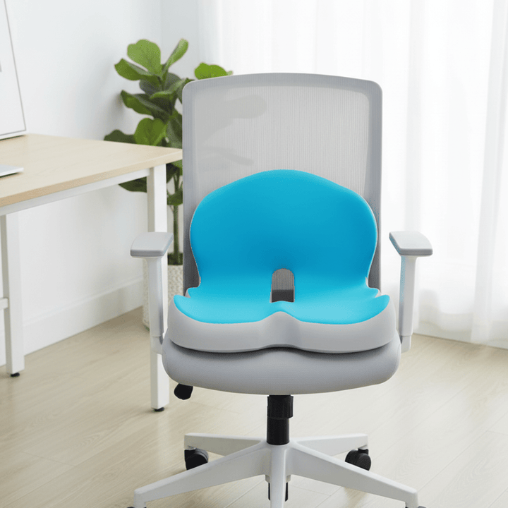 Ergonomic memory foam seat cushion for back pain relief, promoting healthy posture & comfort.