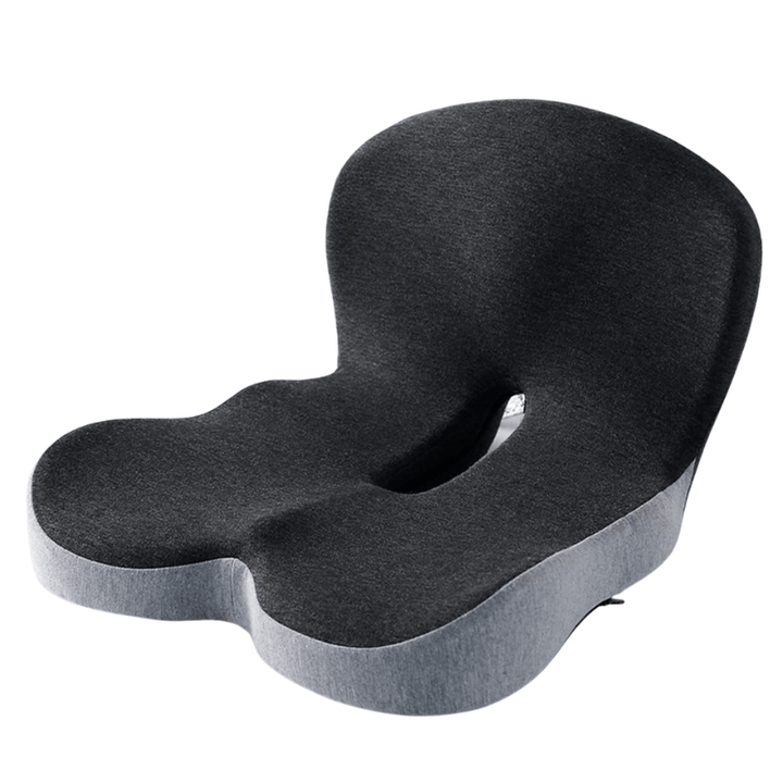 Desk accessory: ergonomic memory foam cushion for improved focus & back pain prevention.