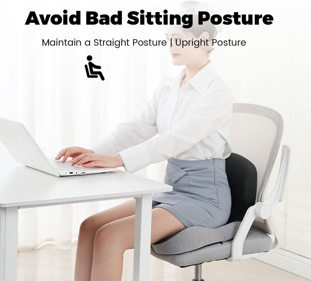 Unisex memory foam seat cushion for office chairs. Provides ergonomic back support & pain relief.