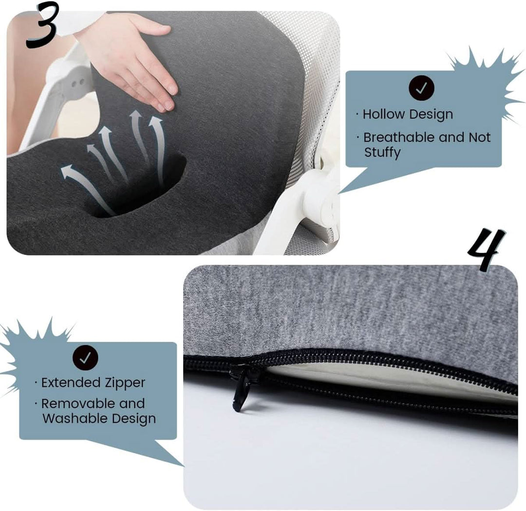 Ergonomic seat cushion designed for superior back support, posture correction & all-day comfort.