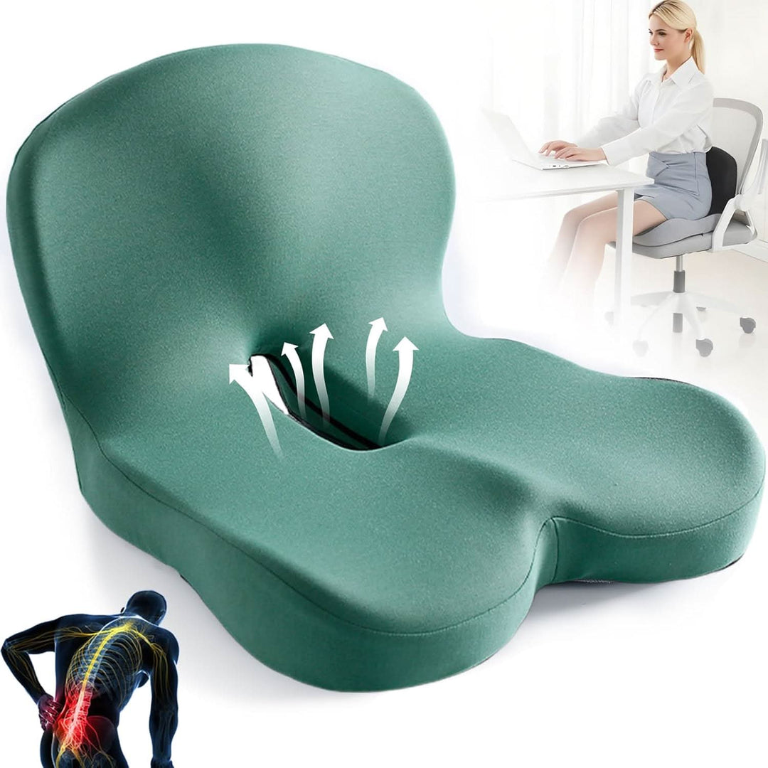 Lumbar support memory foam cushion. Essential for posture improvement & reducing lower back discomfort.