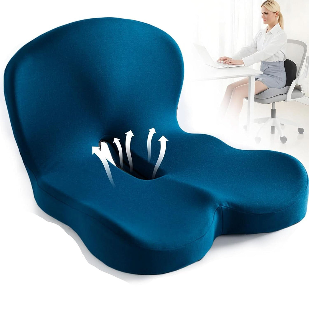 Unisex ergonomic seat cushion for universal back support, suitable for men & women.