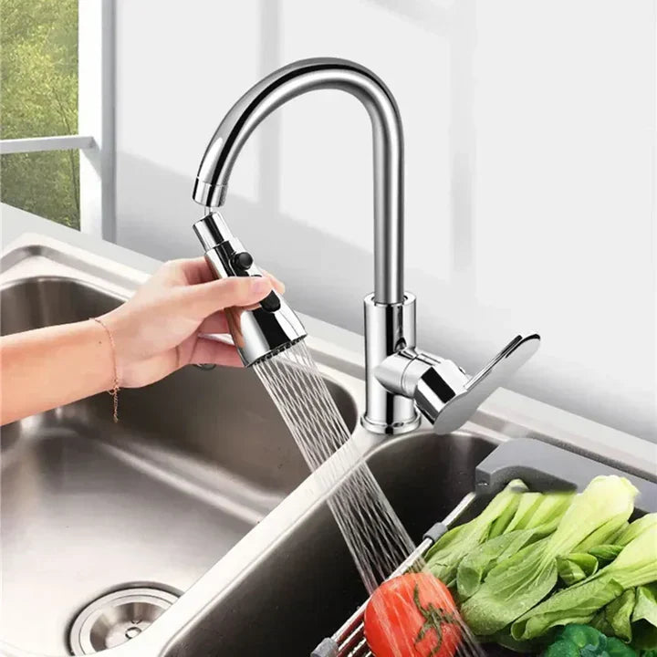 "Estensione rubinetto rotante 360°, cromata, eleganza e versatilità per la cucina, flusso d'acqua regolabile, facile installa