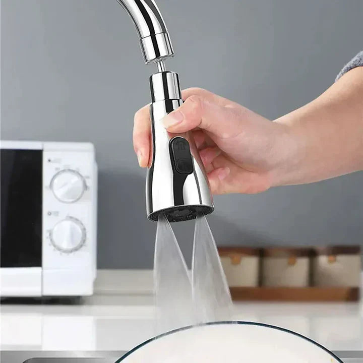"Estensione rubinetto rotante 360°, cromata, eleganza e versatilità per la cucina, flusso d'acqua regolabile, facile installa