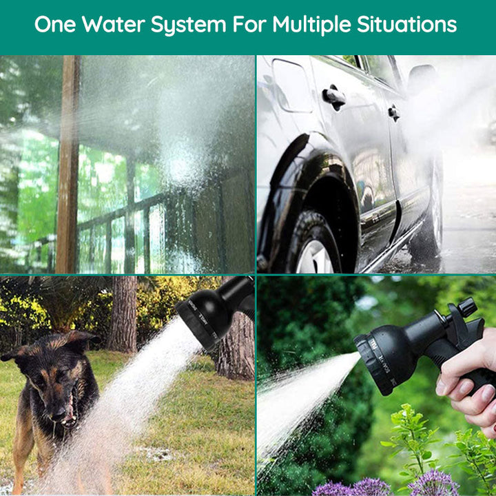 Compact, lightweight expandable garden hose for easy storage; stretches for kink-free watering.