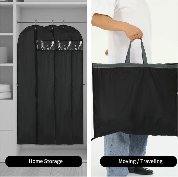 Extra-long wedding dress storage cover, dust-proof gown protector bag for formal wear & travel.