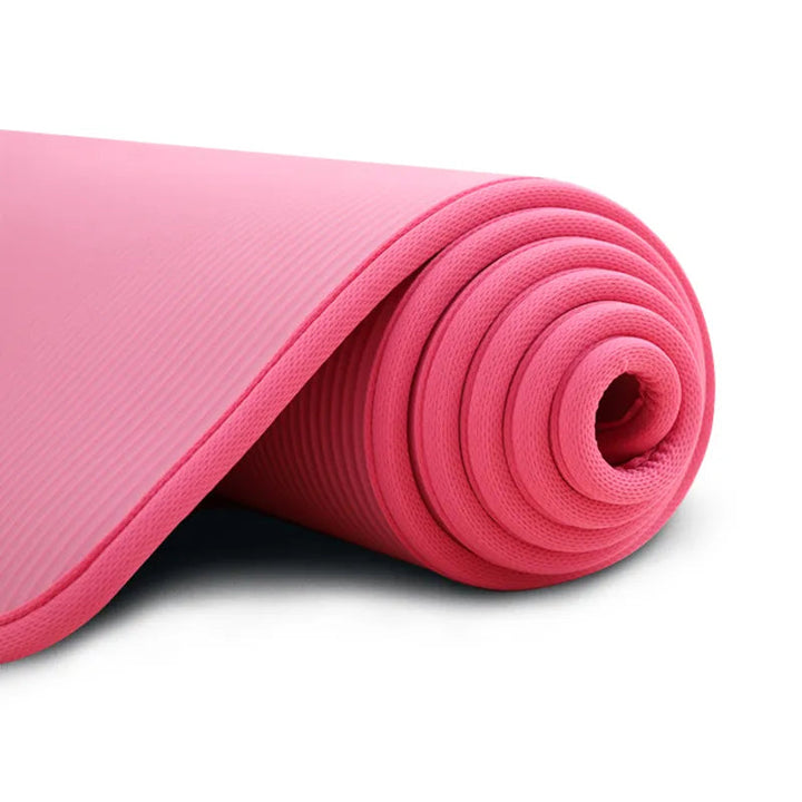 Durable, extra thick non-slip fitness mat for comfortable yoga, pilates & floor exercises. Great for joint support.