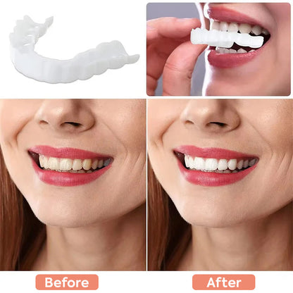 "Faccette dentali unisex clip-on con finitura bianca naturale, aspetto realistico e vestibilità confortevole per sorrisi perf