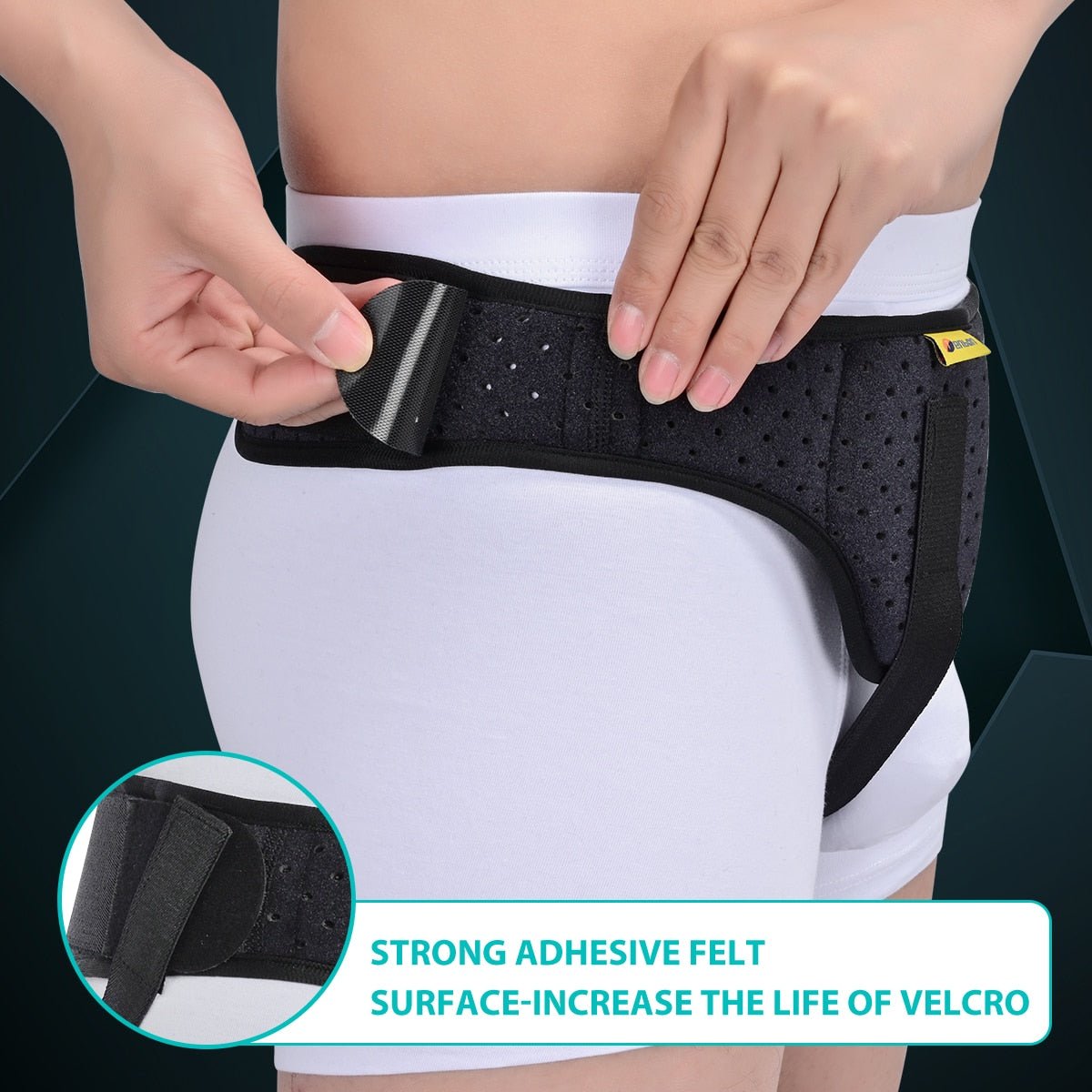 Fascia supporto inguinale regolabile unisex, con cuscinetto di compressione per comfort e sollievo ernia discreto sotto i ves