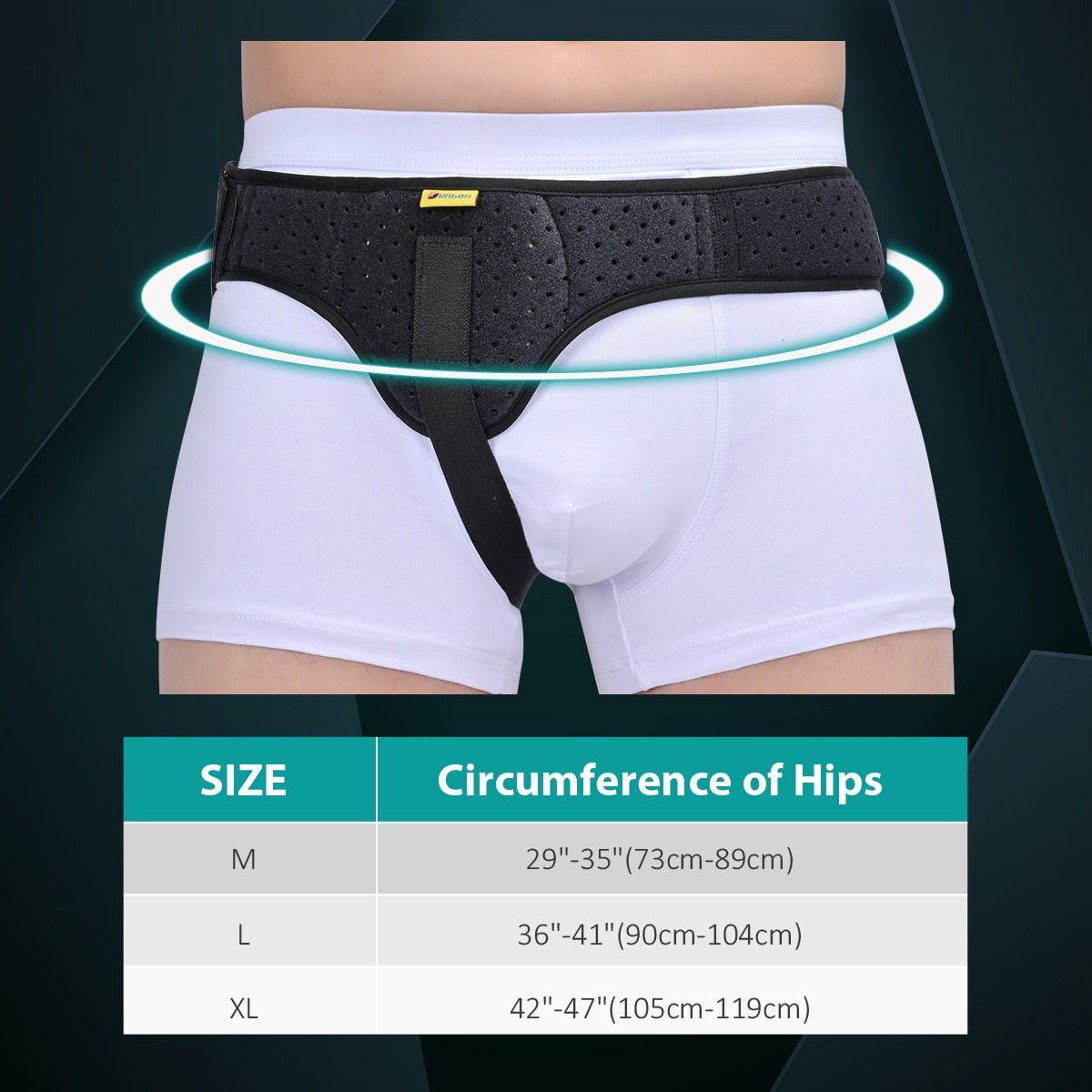 Fascia supporto inguinale regolabile unisex, con cuscinetto di compressione per comfort e sollievo ernia discreto sotto i ves