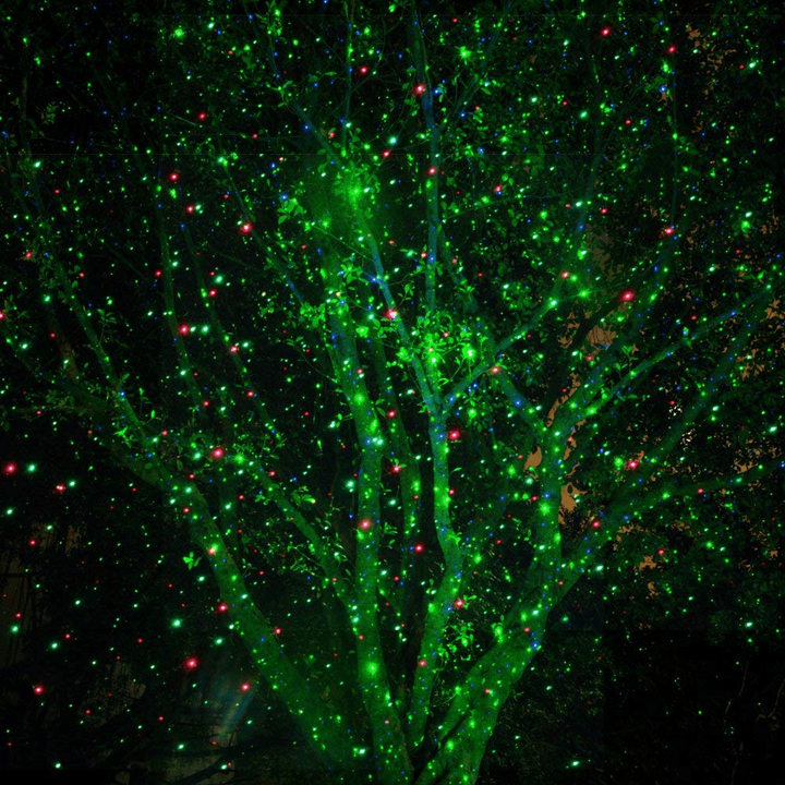 Waterproof outdoor laser light projector for garden & home; durable festive display for seasonal decor.